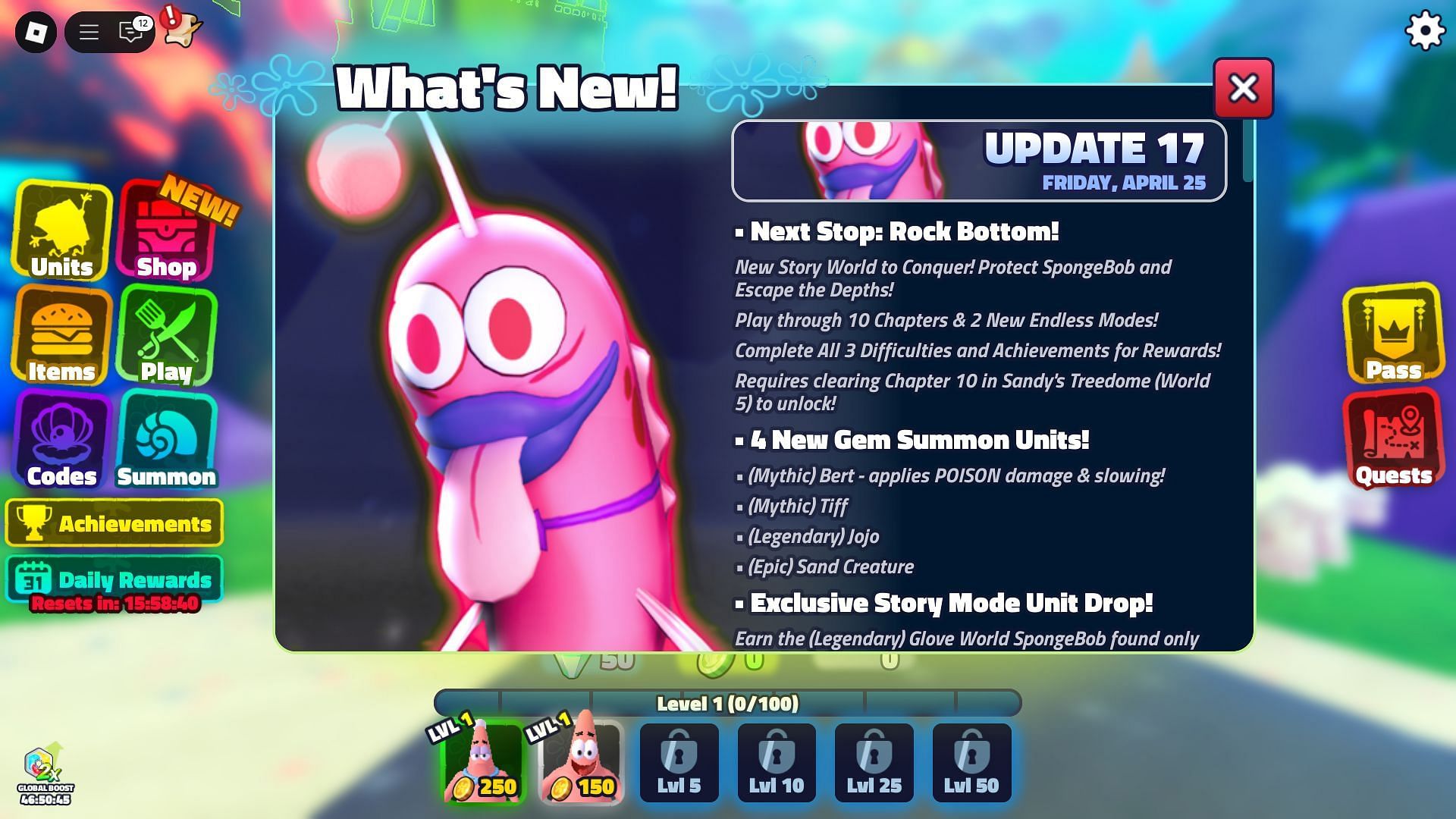 In-game update log (Image via Roblox)